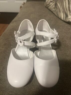 Rachel Shoes White Girls Floral Strap Dress Shoes